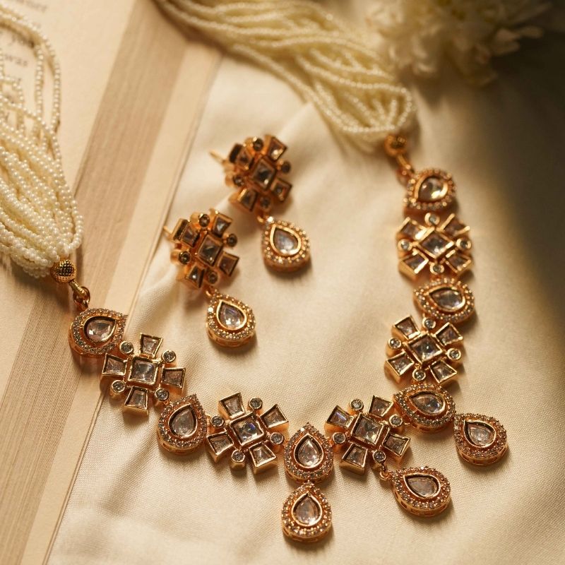 Kira White Moissanite Necklace Set