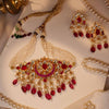 Vibha pink & White Jadtar Embellished Necklace Set