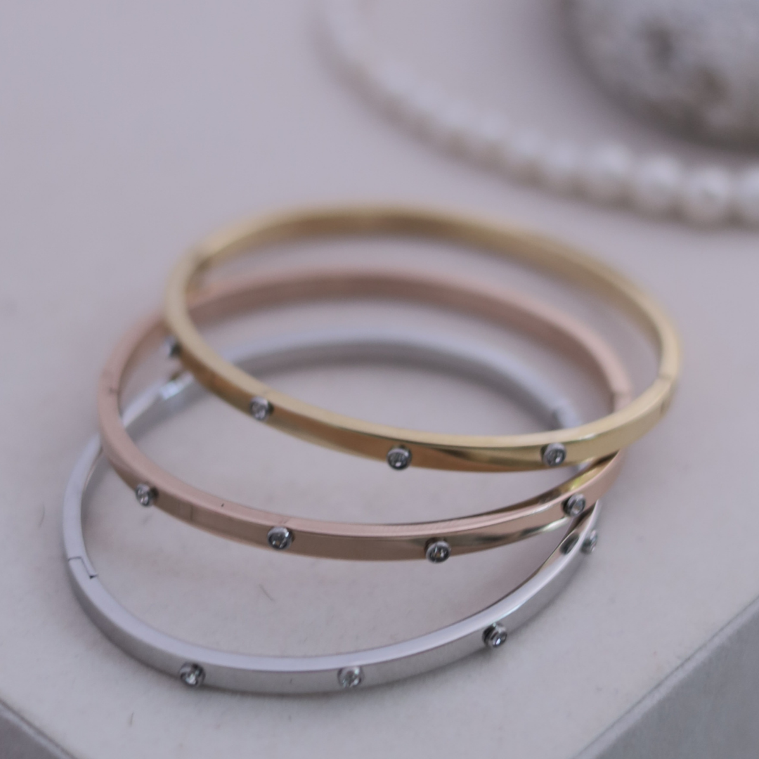 Rhinestone-Accented Multi-Tone Bracelet