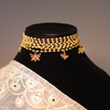 Handcrafted 5-Layer Pearl Choker Necklace with Kundan Charms