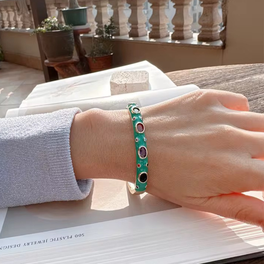 Colourful Metal Enamel Zircon Bracelet