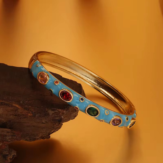 Colourful Metal Enamel Zircon Bracelet