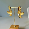 Abstract Gold Butterfly & Opal Wing Stud Earrings