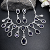 Sparkling Elegant Purple Teardrop Faux American Diamond Doublet Necklace