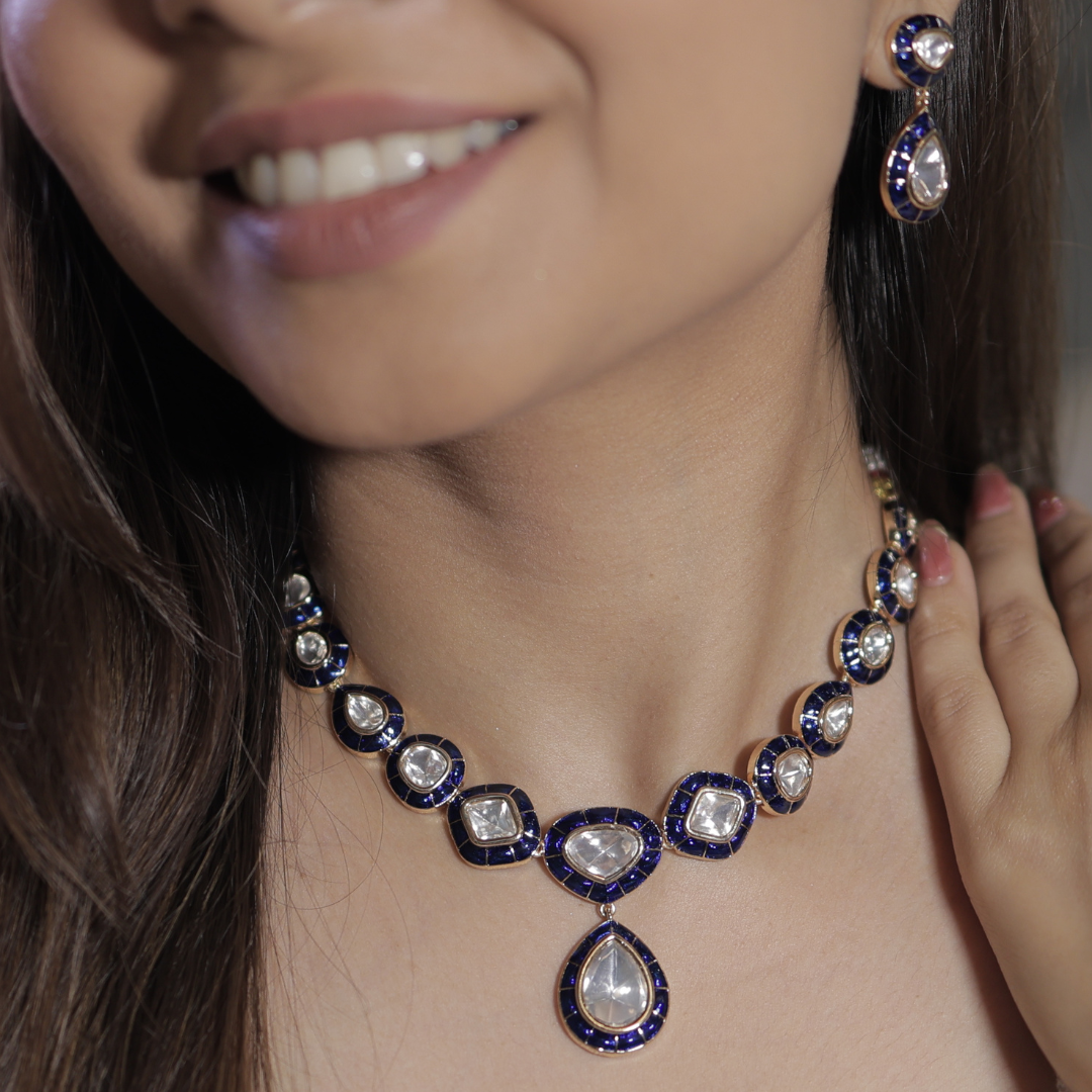 Elegant Mossainite Necklace Set with Earrings