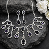 Sparkling Elegant Purple Teardrop Faux American Diamond Doublet Necklace