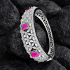 Ruby CZ Stones Studded Silver Plated Women’s Bracelet