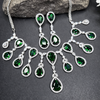 Sparkling Elegant Green Teardrop Faux American Diamond Doublet Necklace
