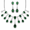 Sparkling Elegant Green Teardrop Faux American Diamond Doublet Necklace