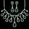 Sparkling Elegant Green Teardrop Faux American Diamond Doublet Necklace