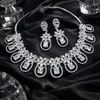 Rhodium Plated Classic American Diamond Necklace Set