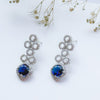 Classic Silver Tone Blue American Diamond Studded Set For Women