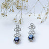 Classic Silver Tone Blue American Diamond Studded Set For Women