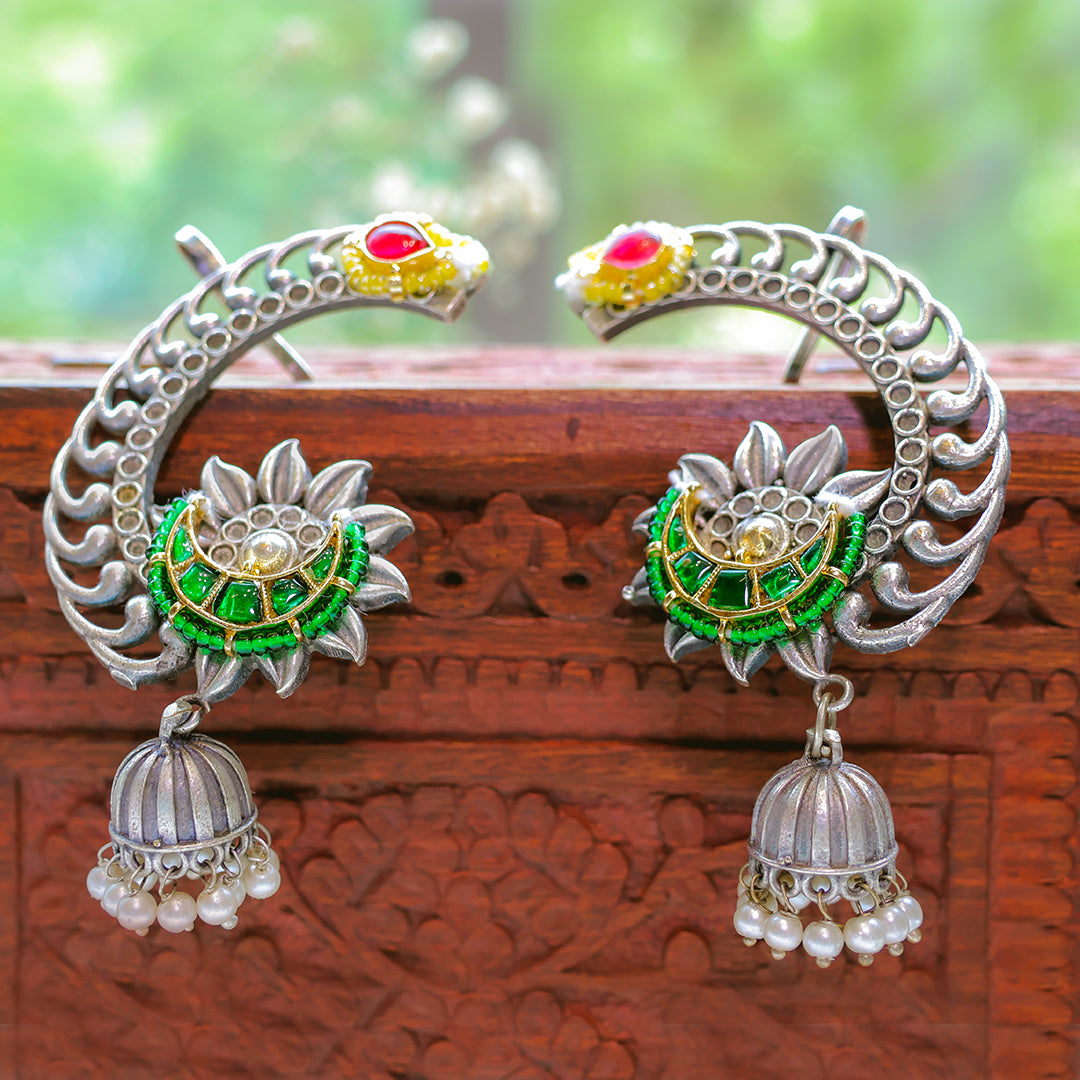 Traditional Oxidized Silver Ear Cuffs