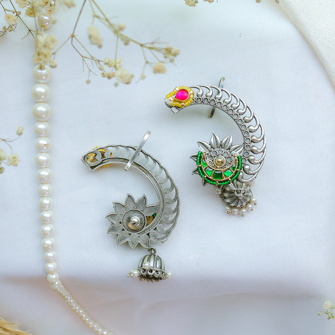 Traditional Oxidized Silver Ear Cuffs