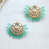 Mint Green Kundan Chandbali Earrings