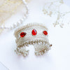 Oxidized Silver Kada with Red Teardrop Kundan Stones and Ghungroo Detailing