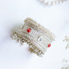 Antique Silver-Plated Cuff Bangle with Ghungroo