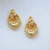 Pair of gold earrings on a white background