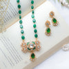 Emerald Green Kundan Necklace Set with Pear Drop Earrings