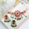 Traditional Paachi Kundan Necklace Set with Green Beads – Bridal Jewellery for Weddings