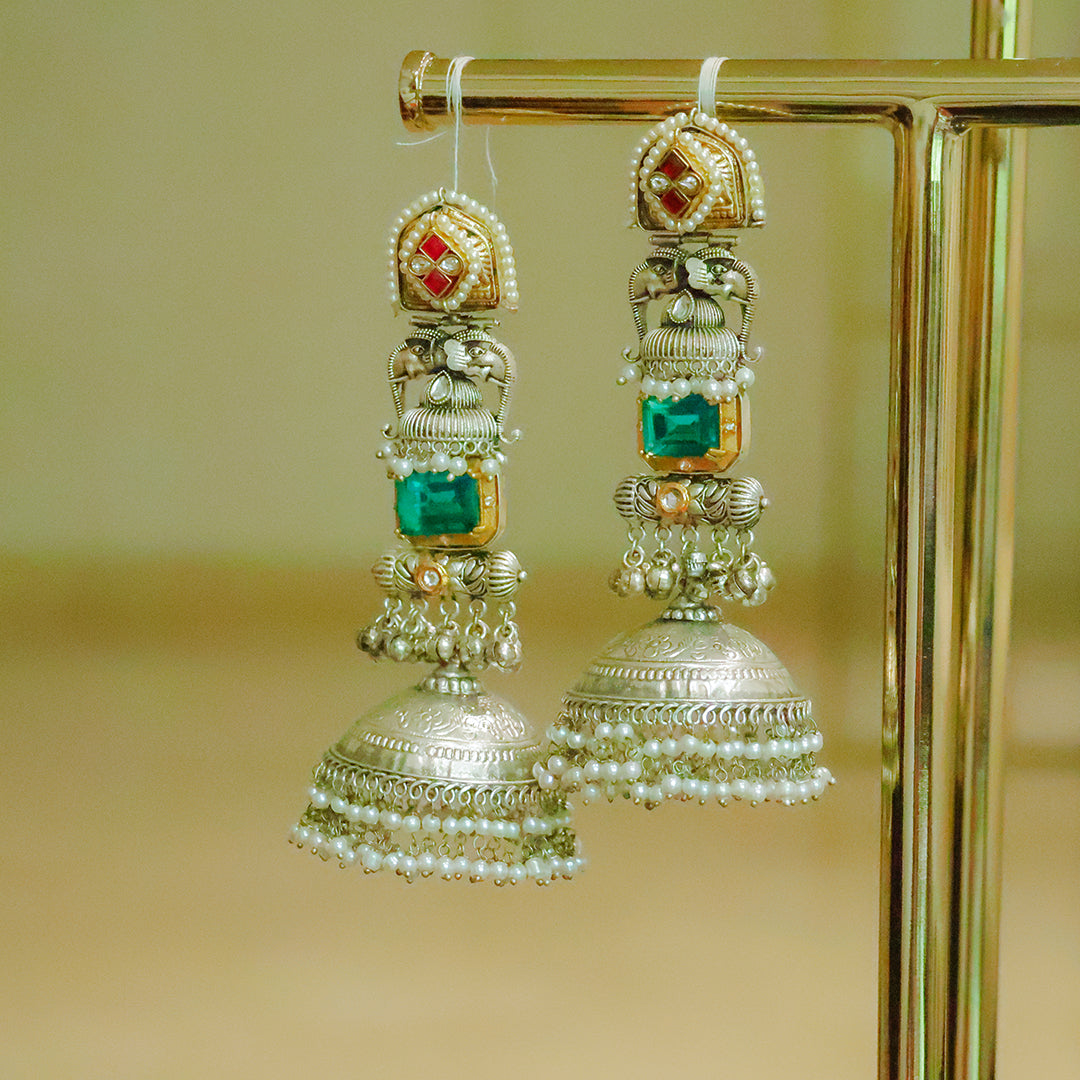 Exquisite Silver Plated Jhumka Earrings