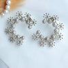 Contemporary Silver-Toned Celestial Hoop Earrings