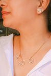 Dainty Heart Cluster Mossainite Necklace & Stud Earring Set |Rose Gold Plated