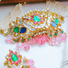 Multicolor Kundan Choker Necklace with Pink Beads – Bridal Pearl String Jewellery