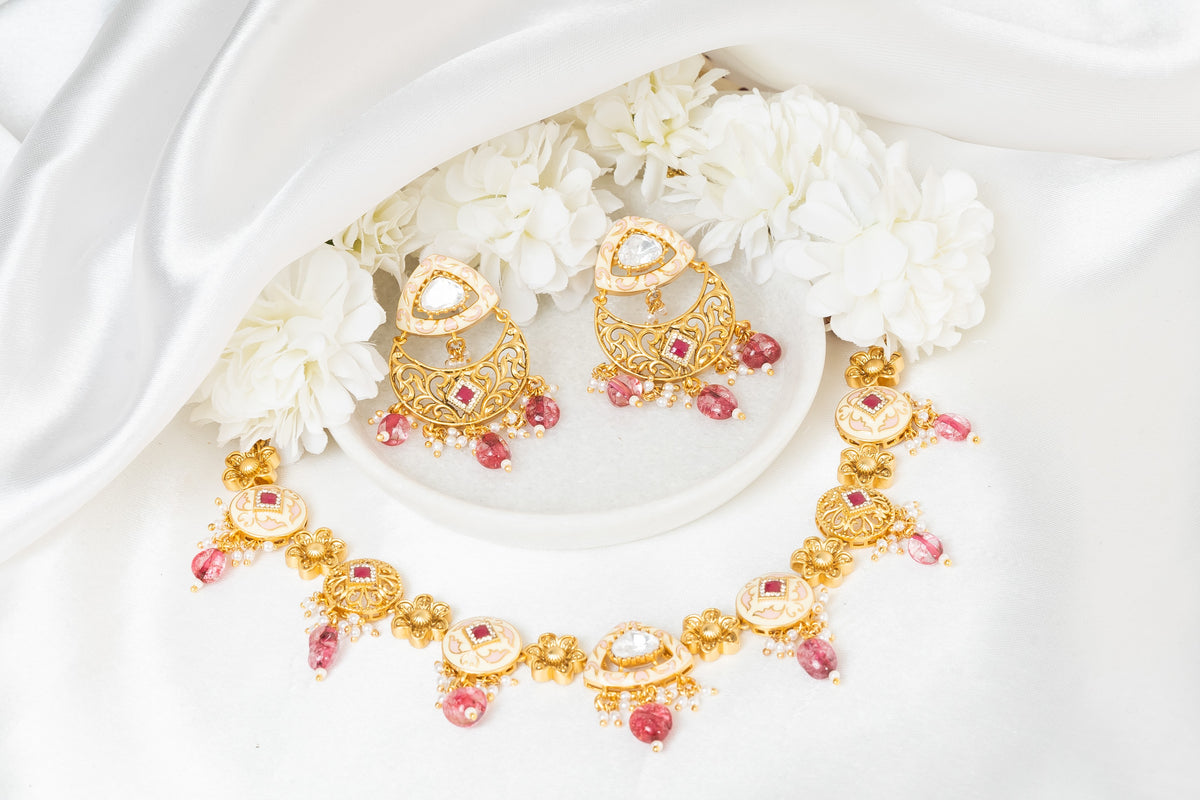 Elzina Meenakari Polki Choker Necklace