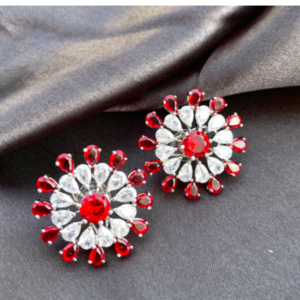 Hydro Red American Diamond Stud Earrings