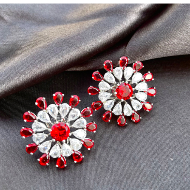 Hydro Red American Diamond Stud Earrings