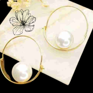 Golden Bold Pearl Hoop Earring