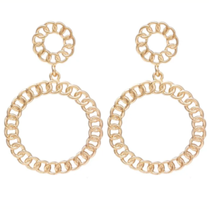 Chunky Metallic Link Circle Chain Earrings