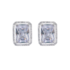 White Rectangle American Diamond Stud Earring