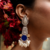 Tribal oxidised Pearl Earring