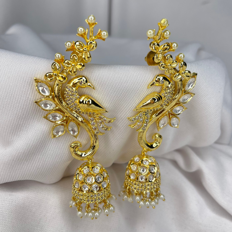 Golden Statement Peacock Jhumka