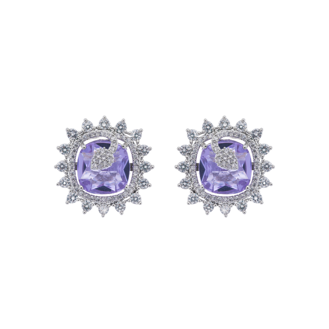 Purple Crystal American Diamond Stud Earring