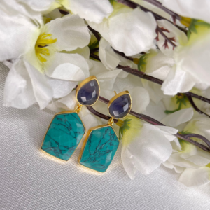 Turquoise Blue Color Crystal Stone Smart Trendy Earrings