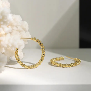 Gold Plated Chunky Twisted Small Hoop Earring