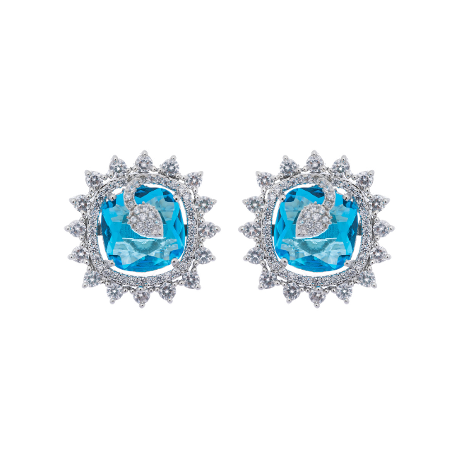 Blue Crystal American Diamond Stud Earring