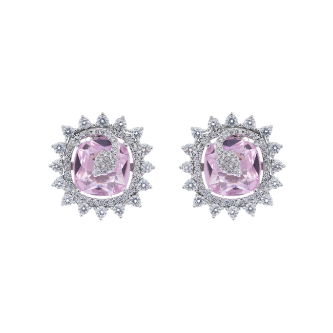 Pink Crystal American Diamond Stud Earring