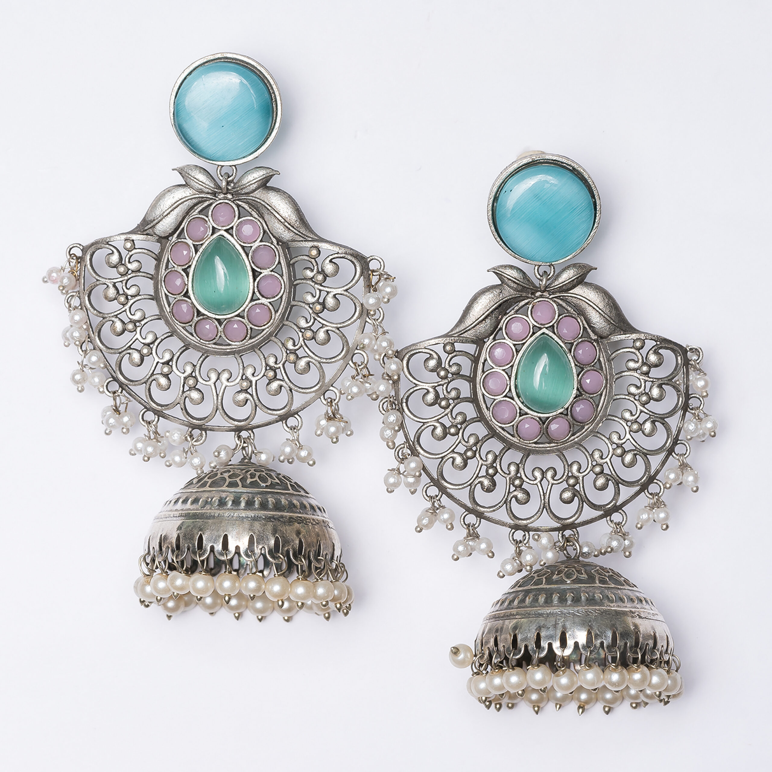 Oxidised Chandbali Style Jhumka Earring