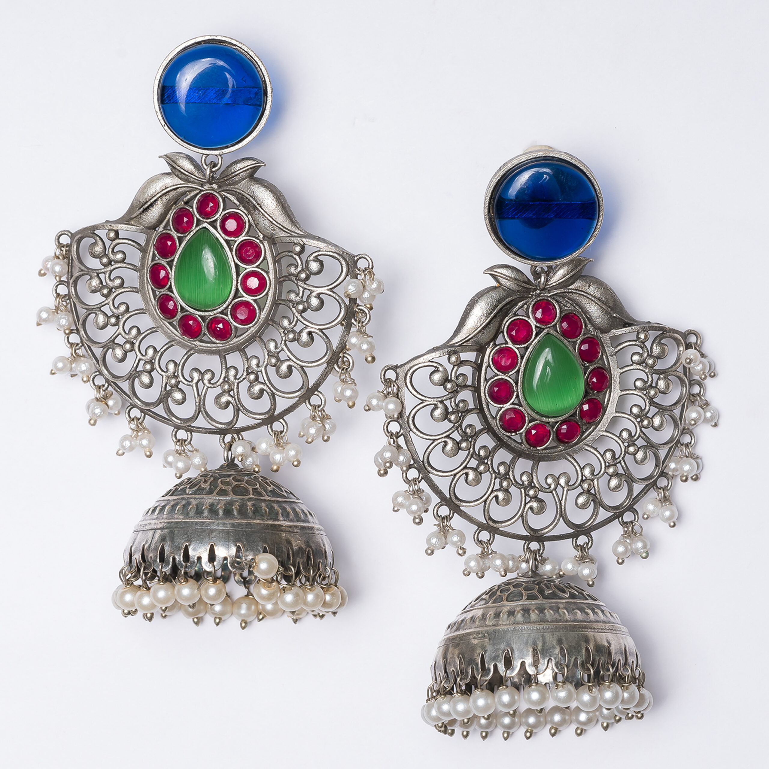 Oxidised Chandbali Style Jhumka Earring