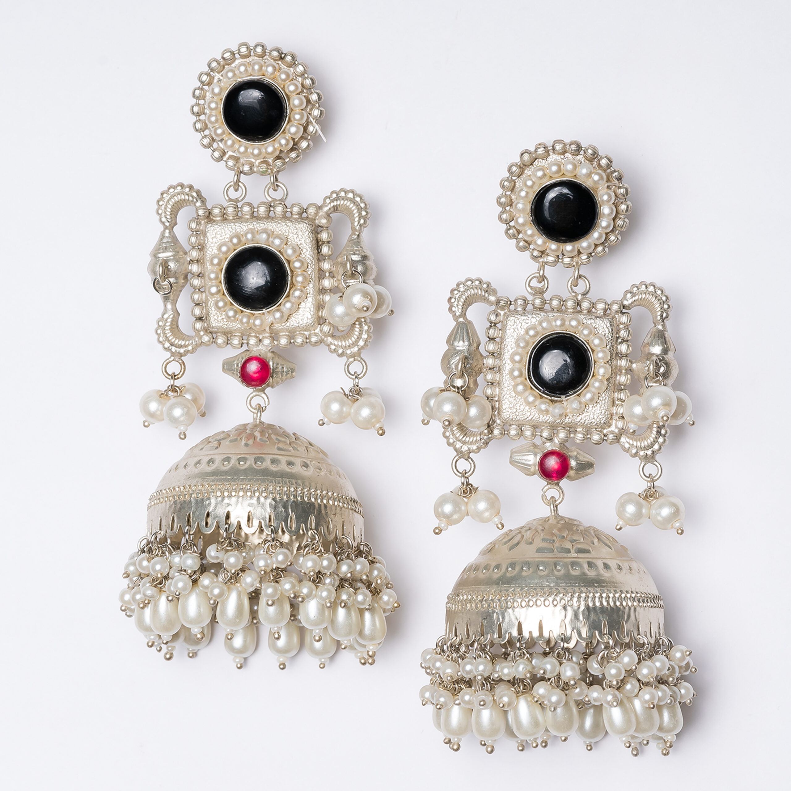 92.5 Silver lookalike monalisa stone Jhumka