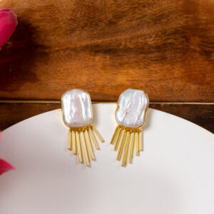 Matt Finish Baroque Pearl Stud Earring