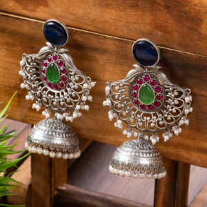 Oxidised Chandbali Style Jhumka Earring
