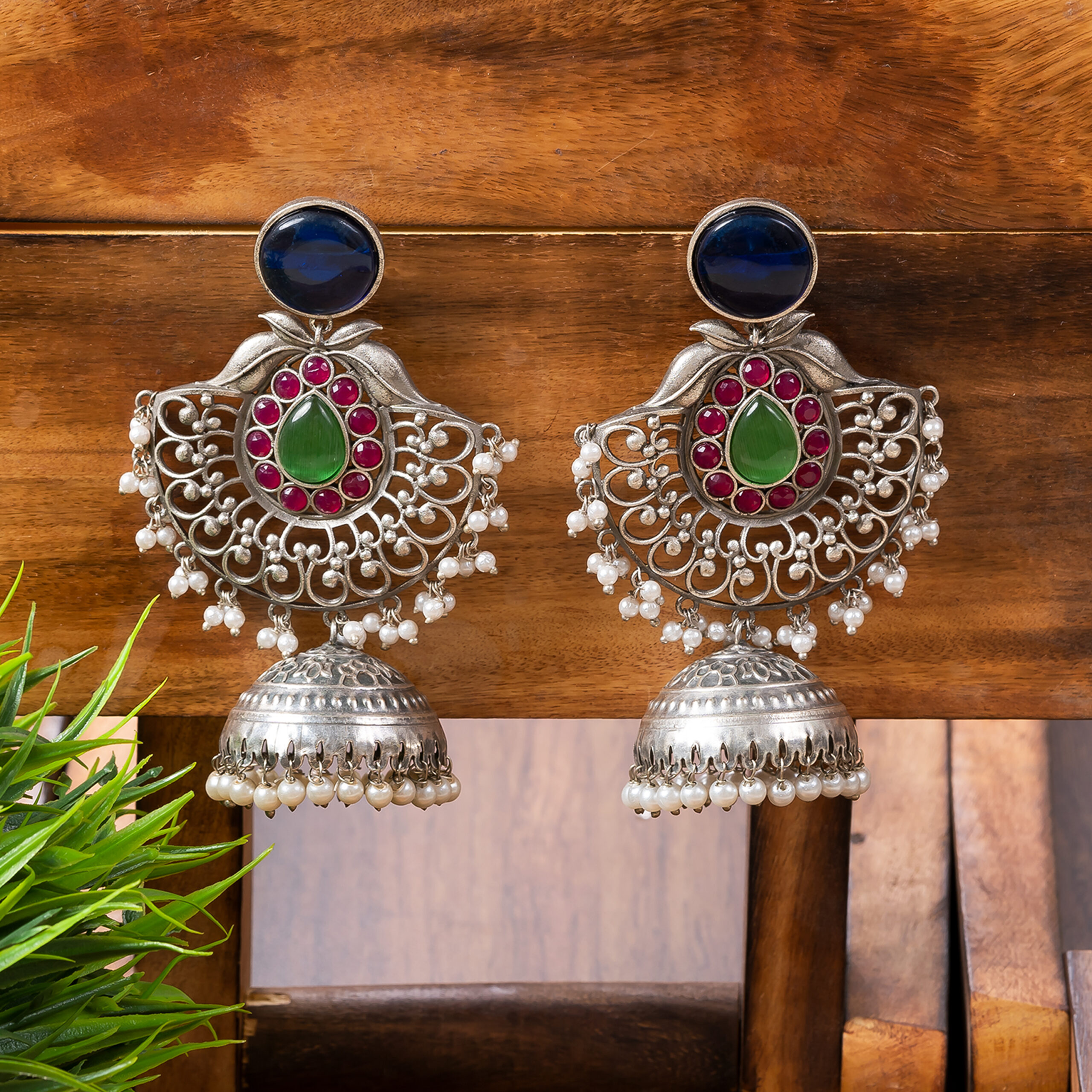 Oxidised Chandbali Style Jhumka Earring