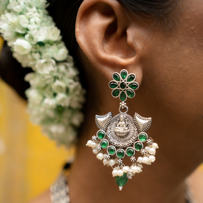 Oxidised Temple Long Necklace Set