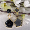 Fashion drop black adn white stone dangle earrings